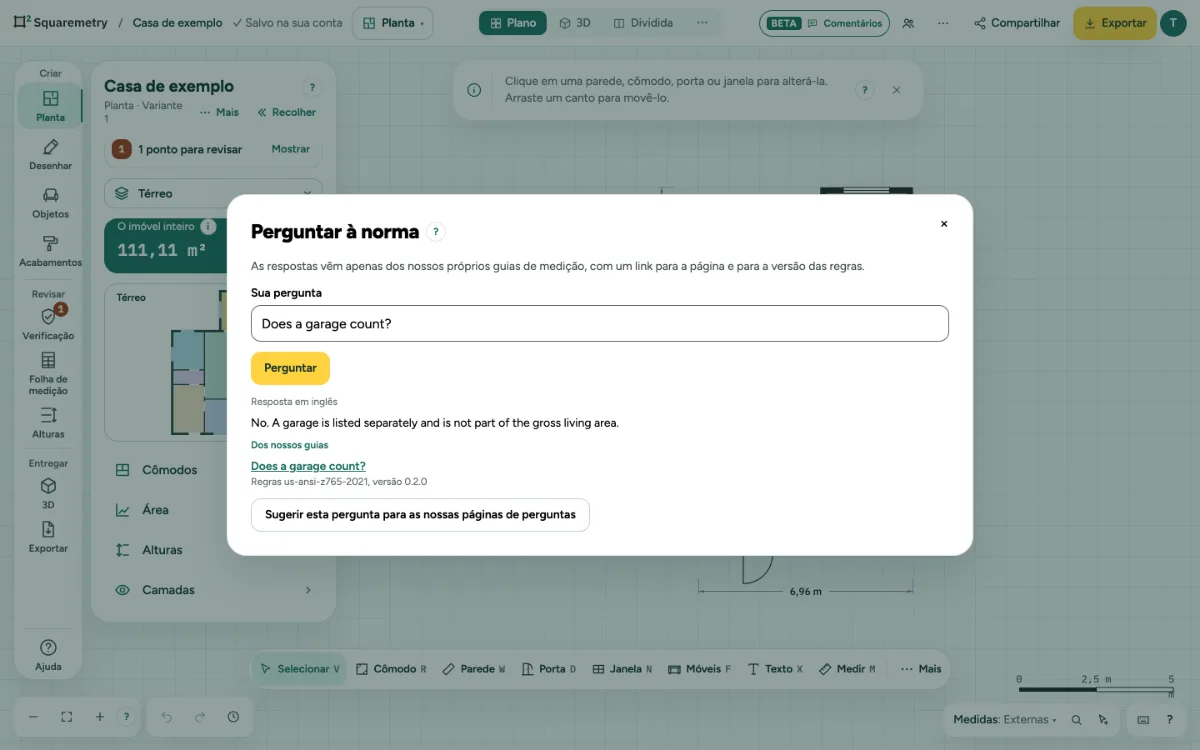 Perguntar à norma respondendo A garagem conta?, com a fonte dos nossos guias.