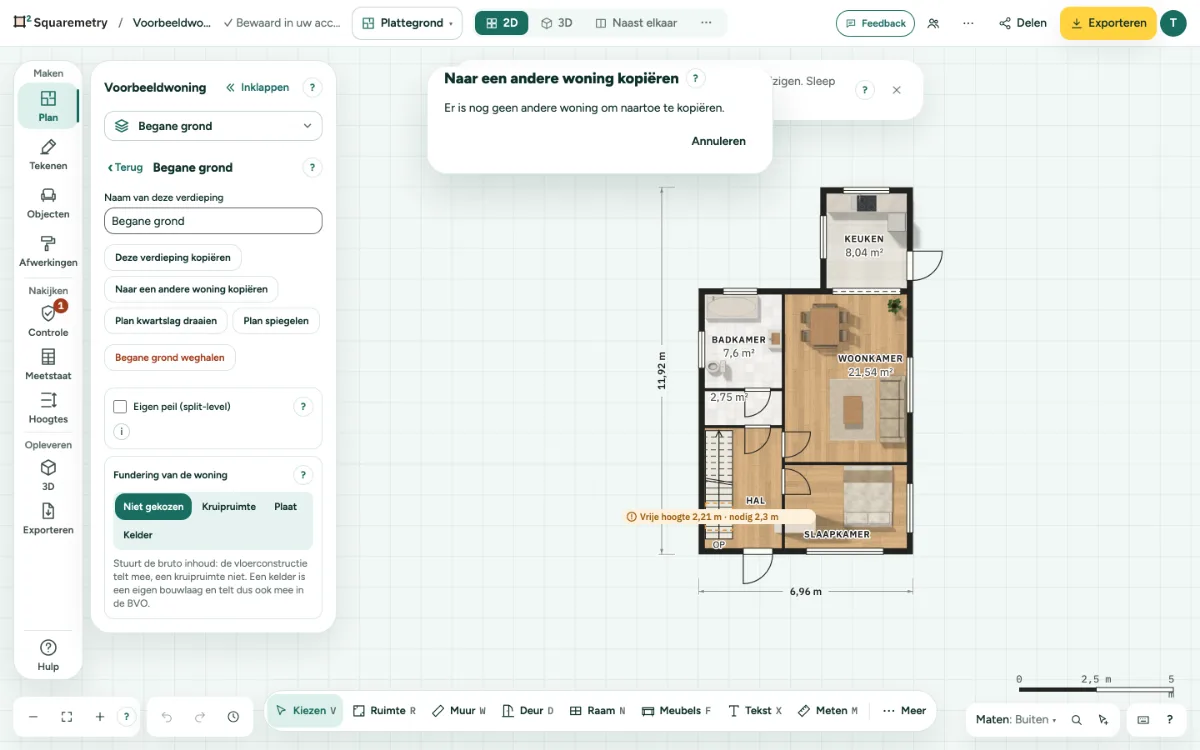 Het venster om een verdieping naar een andere woning te kopiëren.