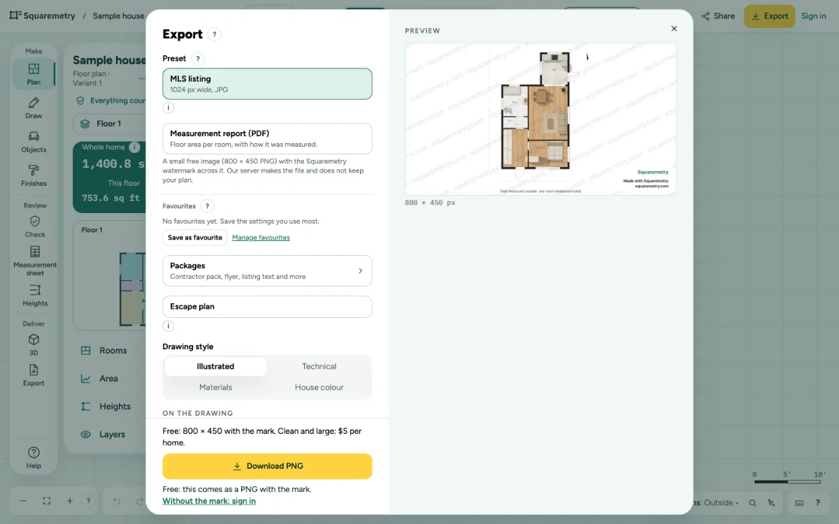 Export with the preset MLS listing chosen.
