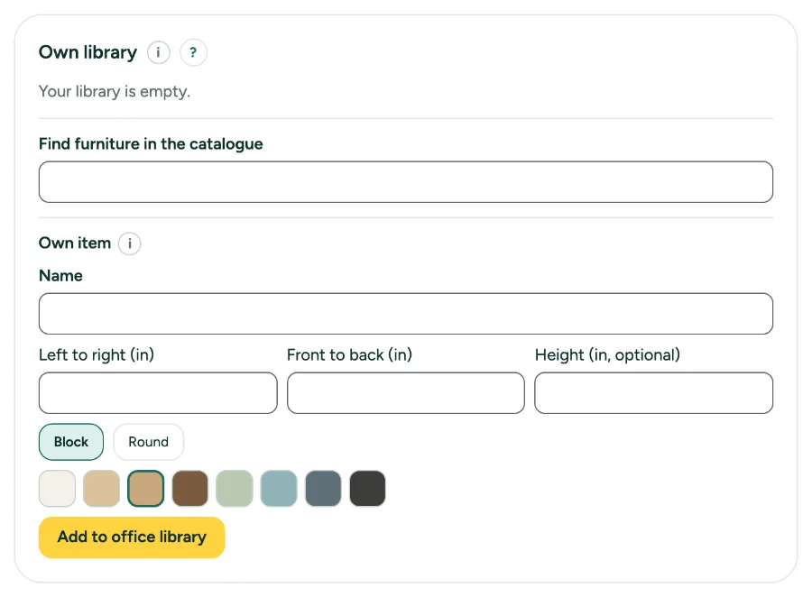 The Own library card in Settings, Office.