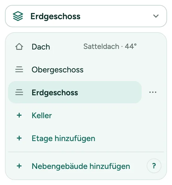 Gebäude und Etage