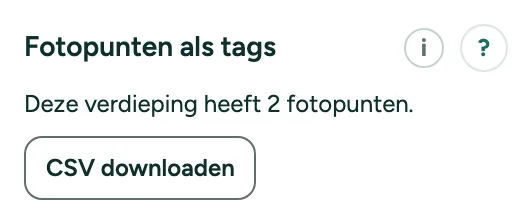 Fotopunten als tags met CSV downloaden.