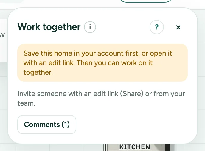 The Together window with your name, Work together and Comments.