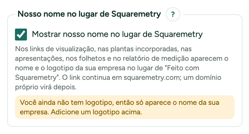 A identidade visual de uma equipe com mostrar o nosso nome no lugar de Squaremetry marcado.
